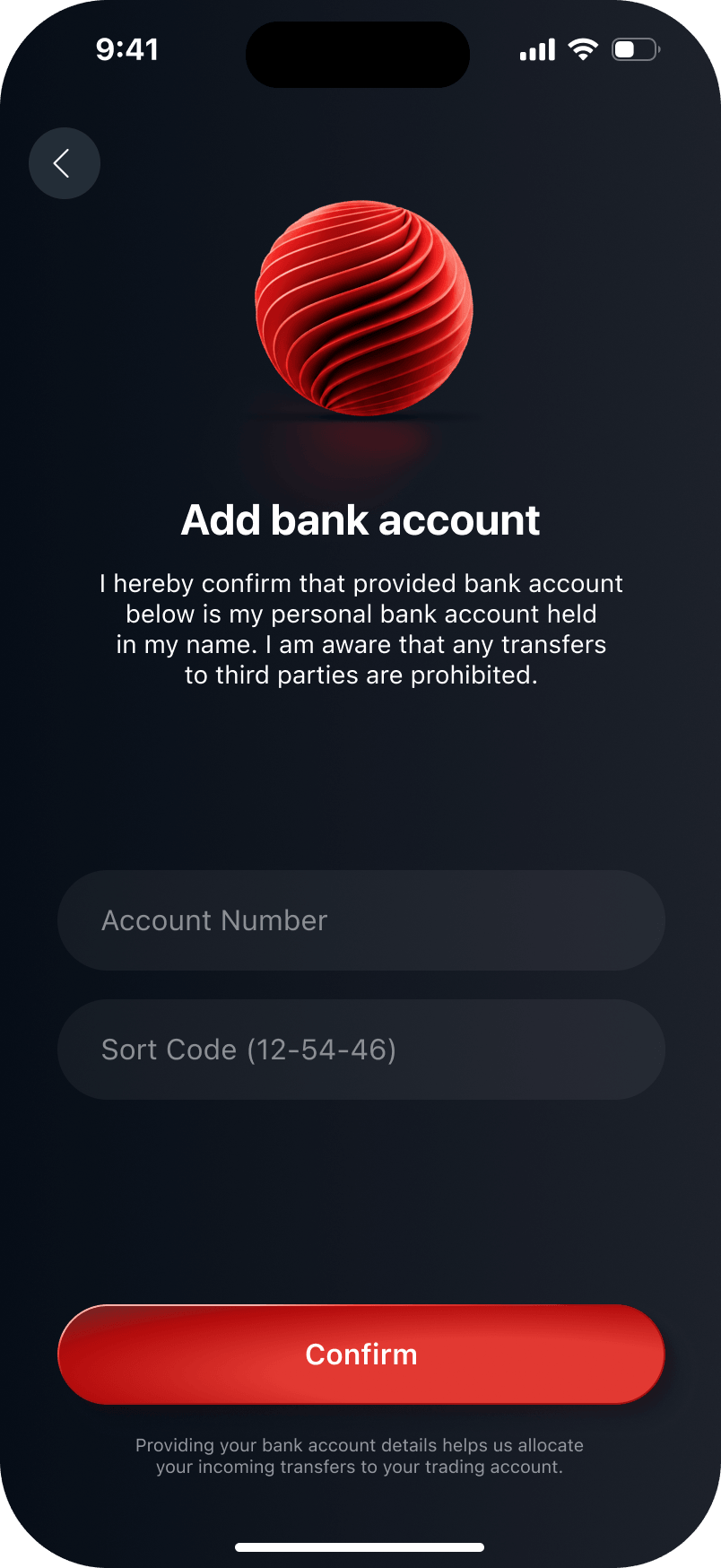 Step 2 – provide your bank details